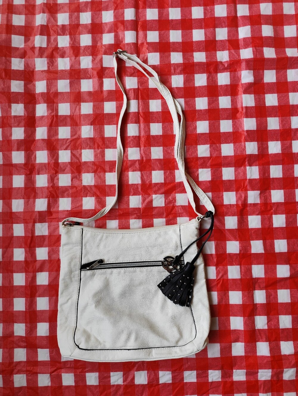 Red by Marc Ecko White Crossbody Bag with Tassel Charm